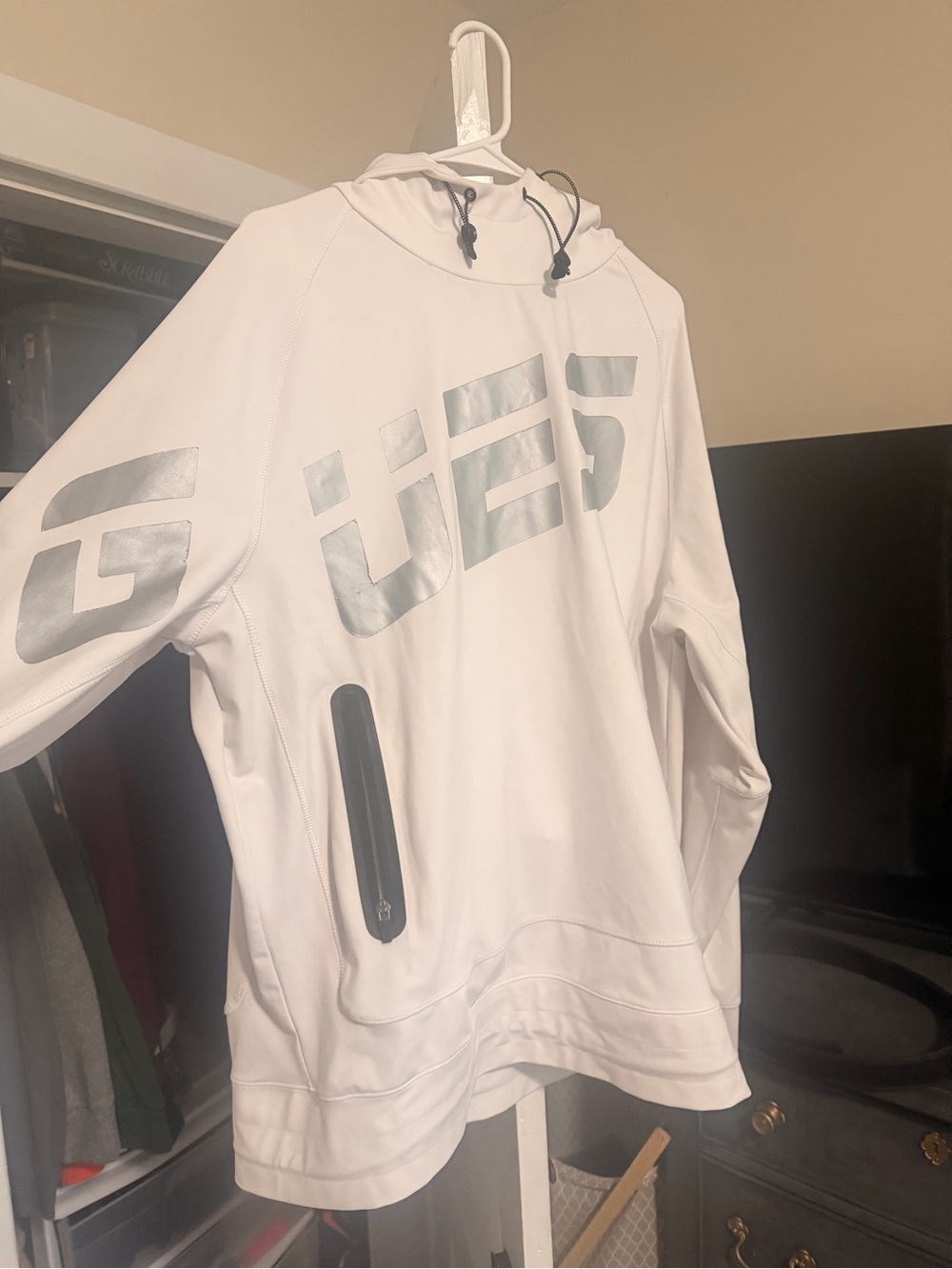 White Guess Men's Performance Hoodie Sweater